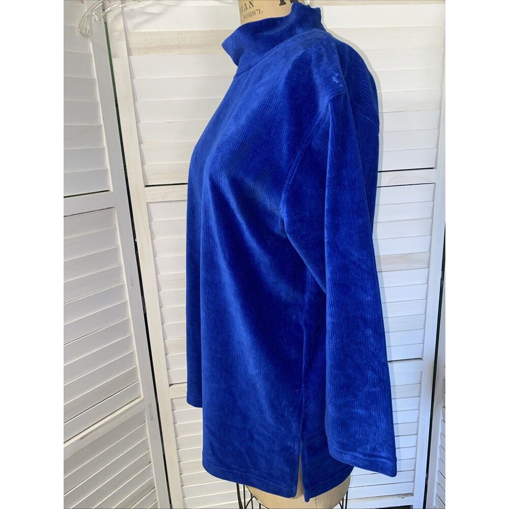 New W/ Tags Bold Spirit Women’s Velour Ribbed Blue Tunic Top Shirt Sz Medium - Picture 5 of 7